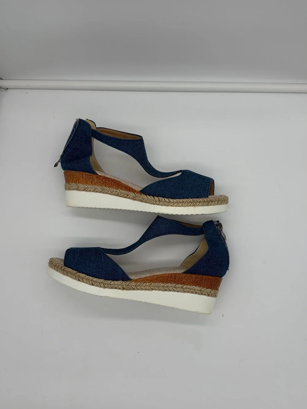 Denim Blue Wedge Sandals - Comfortable Summer Espadrilles